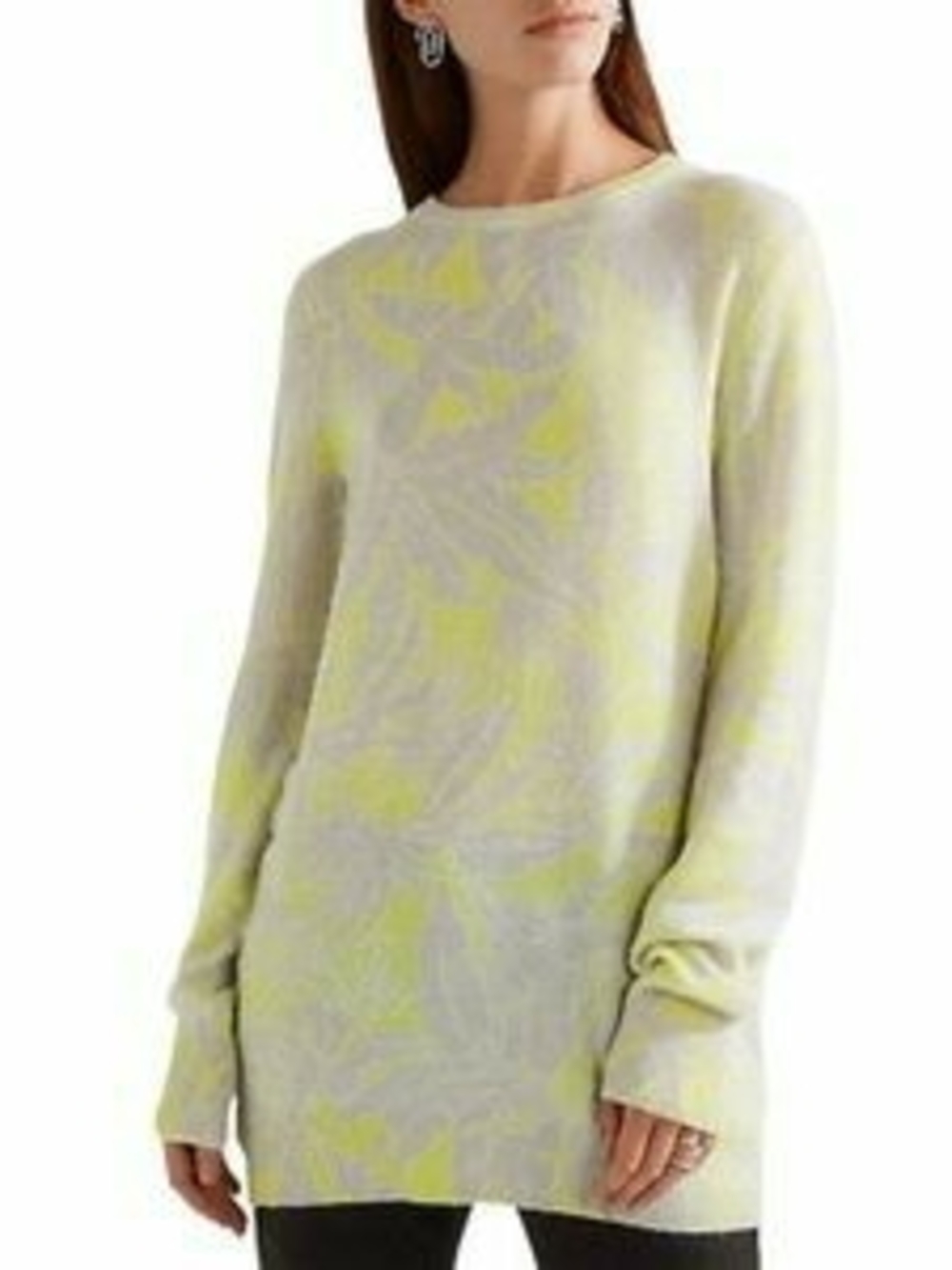 Equipment Rei Cashmere Crewneck Longline Sweater in Light Yellow and Gray Size S